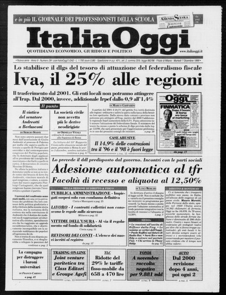 Italia oggi : quotidiano di economia finanza e politica